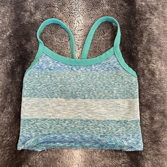 Natural Reflections Blue Striped Cropped Tank Top - Picture 2 of 6